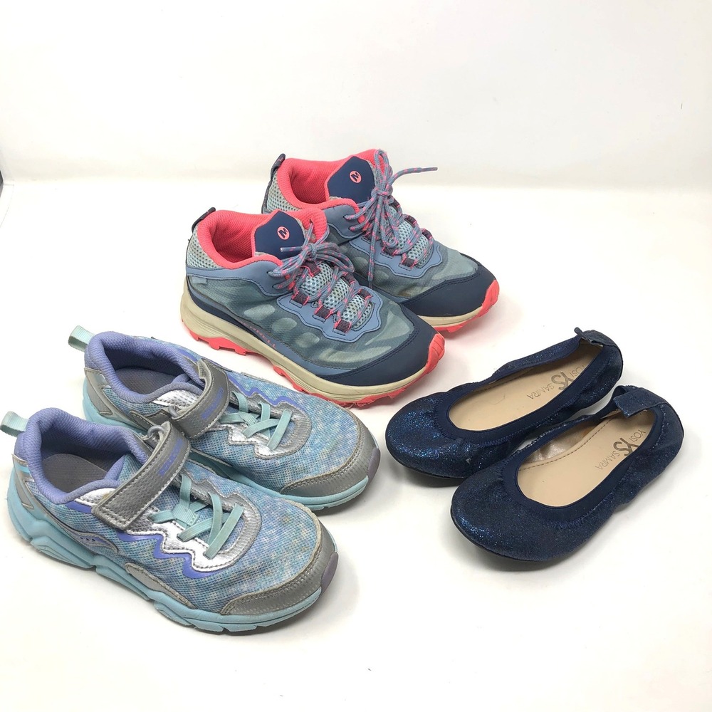Merrell Skechers Yosi Samra Shoes Girls Size 1-2 Bundle Blue Pink Hiking Flats
